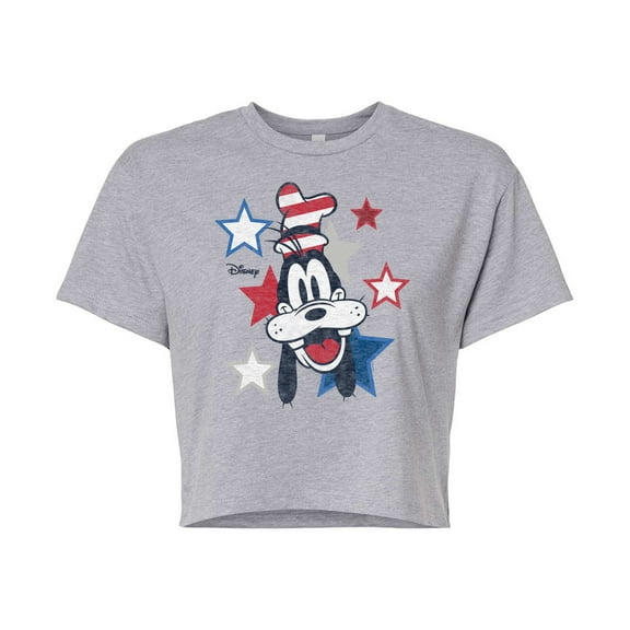 Disney - Americana - Americana Goofy - Juniors Cropped Cotton Blend T-Shirt