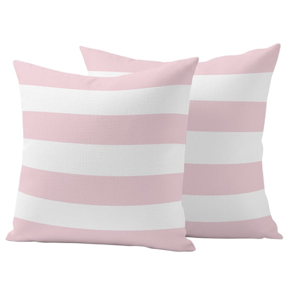 Outdoor Waterproof Throw Pillow Covers Set of 2 Pink Stripes Decorative Pillowcases Square Outdoor Pillows Cushion Case 16x16 Inch Classic Horizontal Striped Patio Pillows for Couch Sofa Bed Garden