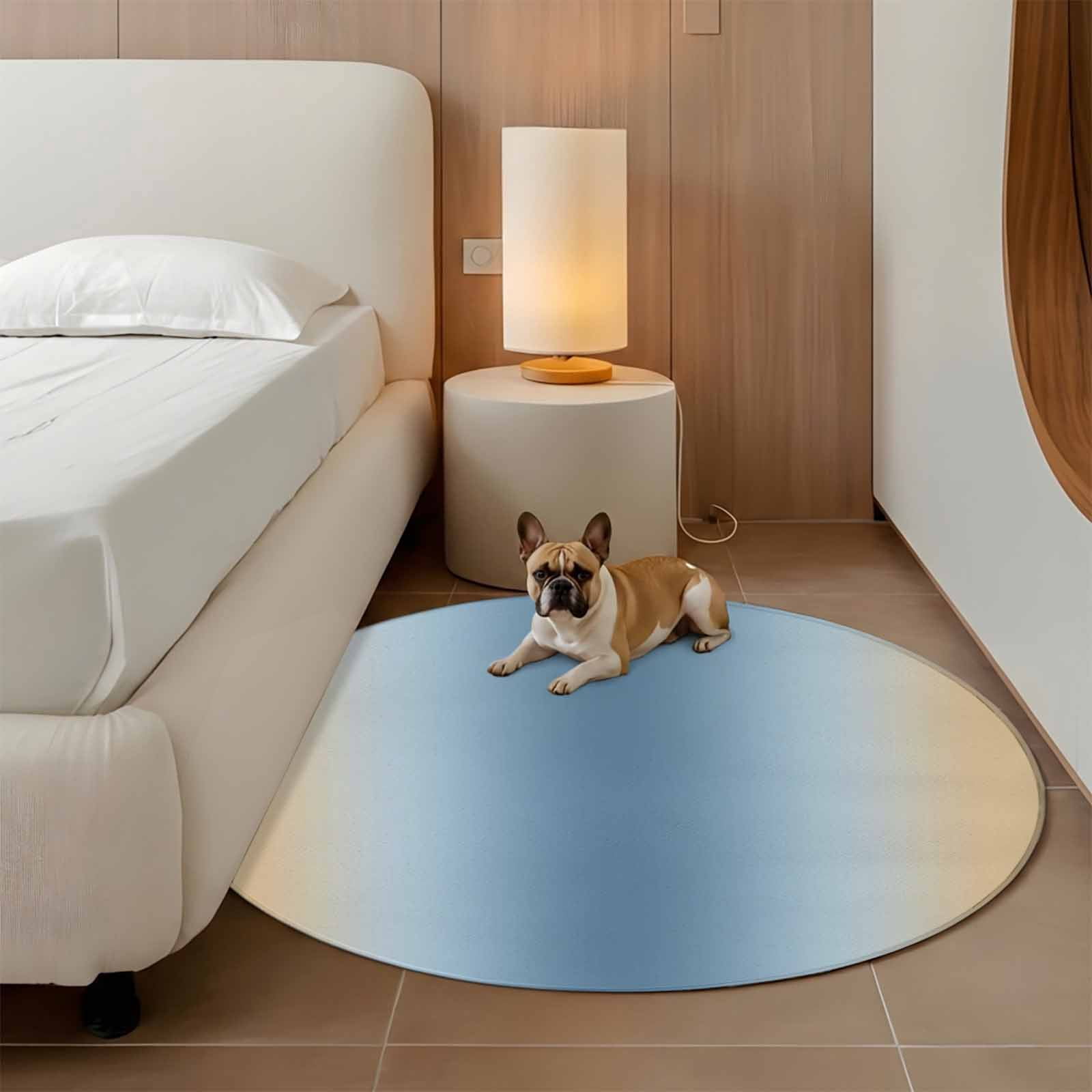 Blue Yellow Ombre Round Area Rug 7Ft Washable Circle Rugs for Dorm Laundry Room, Farmhouse Modern Gradient Art Non-Slip Carpet Floor Mats Indoor Outdoor Carpet Runner Aesthetic Home Decor