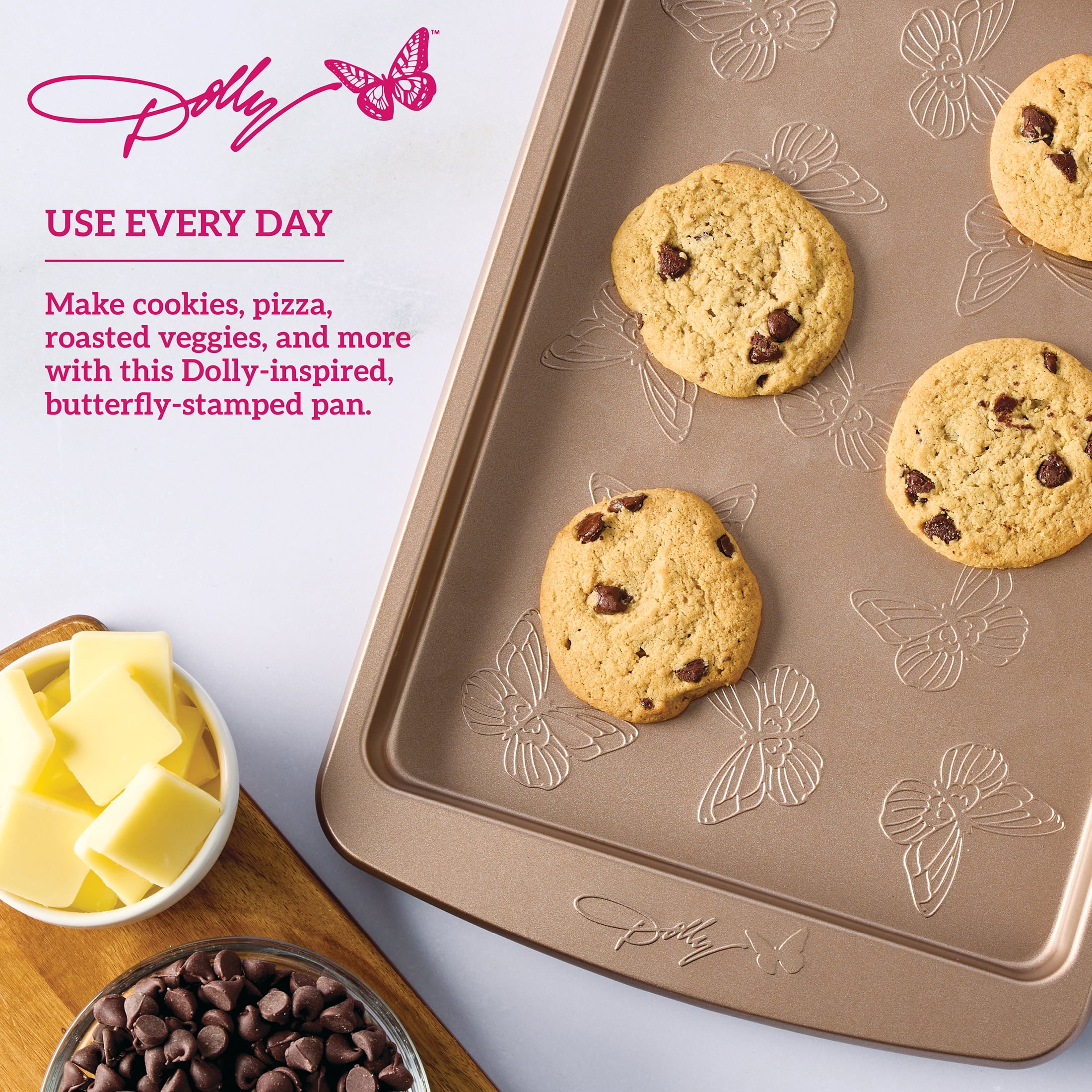Dolly Parton Butterfly Stamp 9" x 13" Carbon Steel Non-Stick Baking Sheet