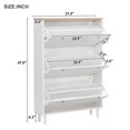 thumbnail image 6 of Royard Oaktree Shoe Cabinet with 3 Flip Drawers and Adjustable Shelves Freestanding Narrow Shoe Rack with Hooks Entryway Shoe Storage Organizer for Closet Hallway Living Room, White+Wood Color, 6 of 7