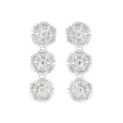 Angle View: Honora Three Flower Freshwater Button Pearl Drop Earrings in Sterling Silver