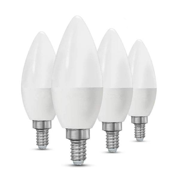 Ctkcom Bombillas Led Para Candelabro E14, Equivalente A 7 W, Bombillas De 60 W, Candelabro Led E14, Base Intermedia, 430 Lúmenes, Led No Regulable (Blanco Cálido 2700 K), Paquete De 4