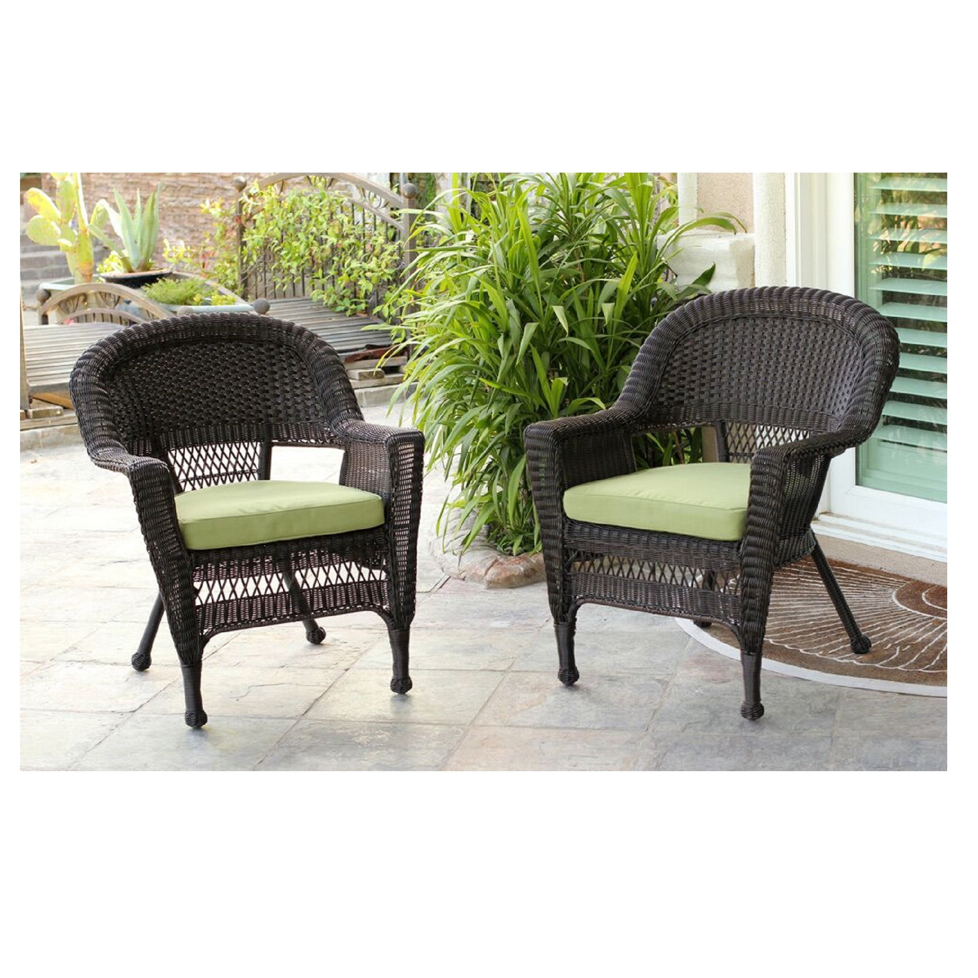 Set of 8 Espresso Brown Resin Wicker Outdoor Patio Garden Chairs with Green Cushion 8" - Walmart.com Set of 8 Espresso Brown Resin Wicker Outdoor Patio Garden Chairs with Green Cushion 8" - Walmart.com