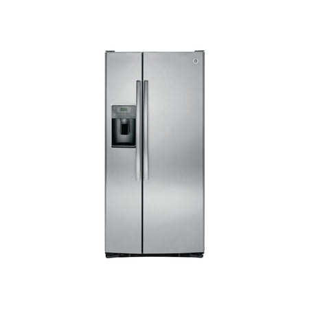 GE - 23.2 Cu. Ft. Side-by-Side Refrigerator with Thru-the-Door Ice and Water - Stainless steel