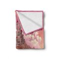 thumbnail image 2 of Fairytale Soft Flannel Fleece Throw Blanket, Princess and Castle Cartoon Like Image on the Hill Sunset Image Art Print, Cozy Plush for Indoor and Outdoor Use, 50" x 70", Multicolor, by Ambesonne, 2 of 6