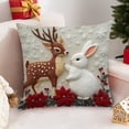 thumbnail image 4 of 2 Pack Linen Elk and Rabbit Designs Christmas Pillow Cover with Festive Printed Patterns for Sofa Bed Living Room Holiday Decor(2pc), 4 of 9