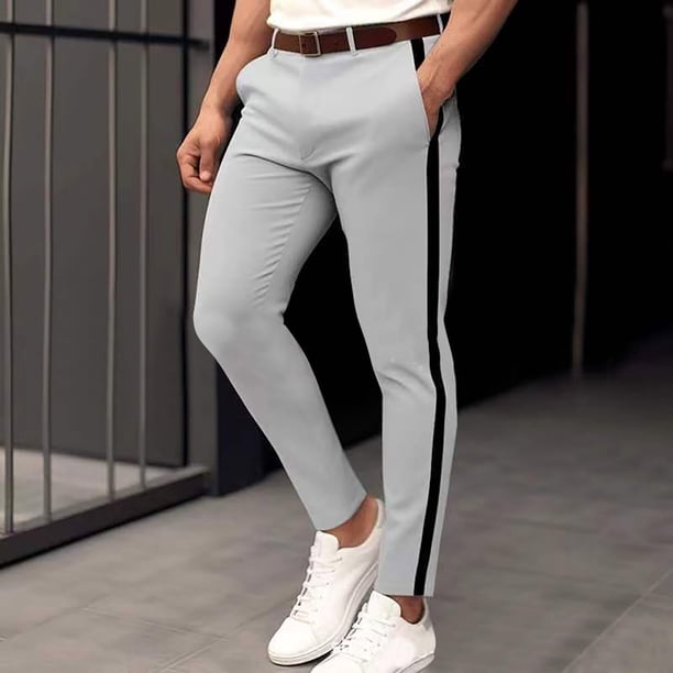 Ceisia Men's Slim Fit Casual Dress Pants | Side Stripe Light Business Trousers | Spring Summer Polyester Pants Gift