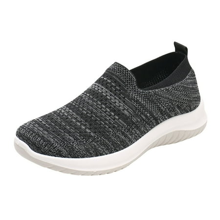 

HGWXX7 Fashion Womens Casual Shoes Breathable Slip-on Wedges Outdoor Leisure Sneakers Shoes For Women Black 40