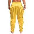 thumbnail image 2 of Kaerm Mens Satin Harem Pants Lightweight Loose Elastic Waistband Yoga Baggy Trousers Yellow S, 2 of 5