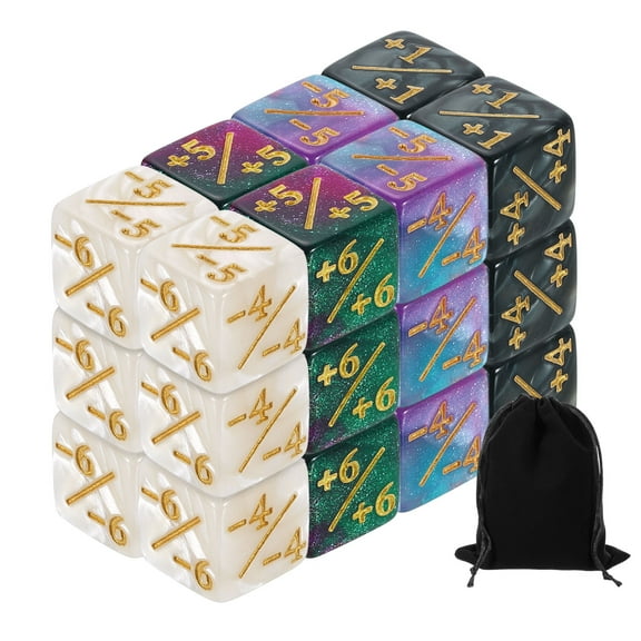 24Pack Magic Dice Counters, Acrylic D6 Life Counter Token Dice Set, 4 Styles