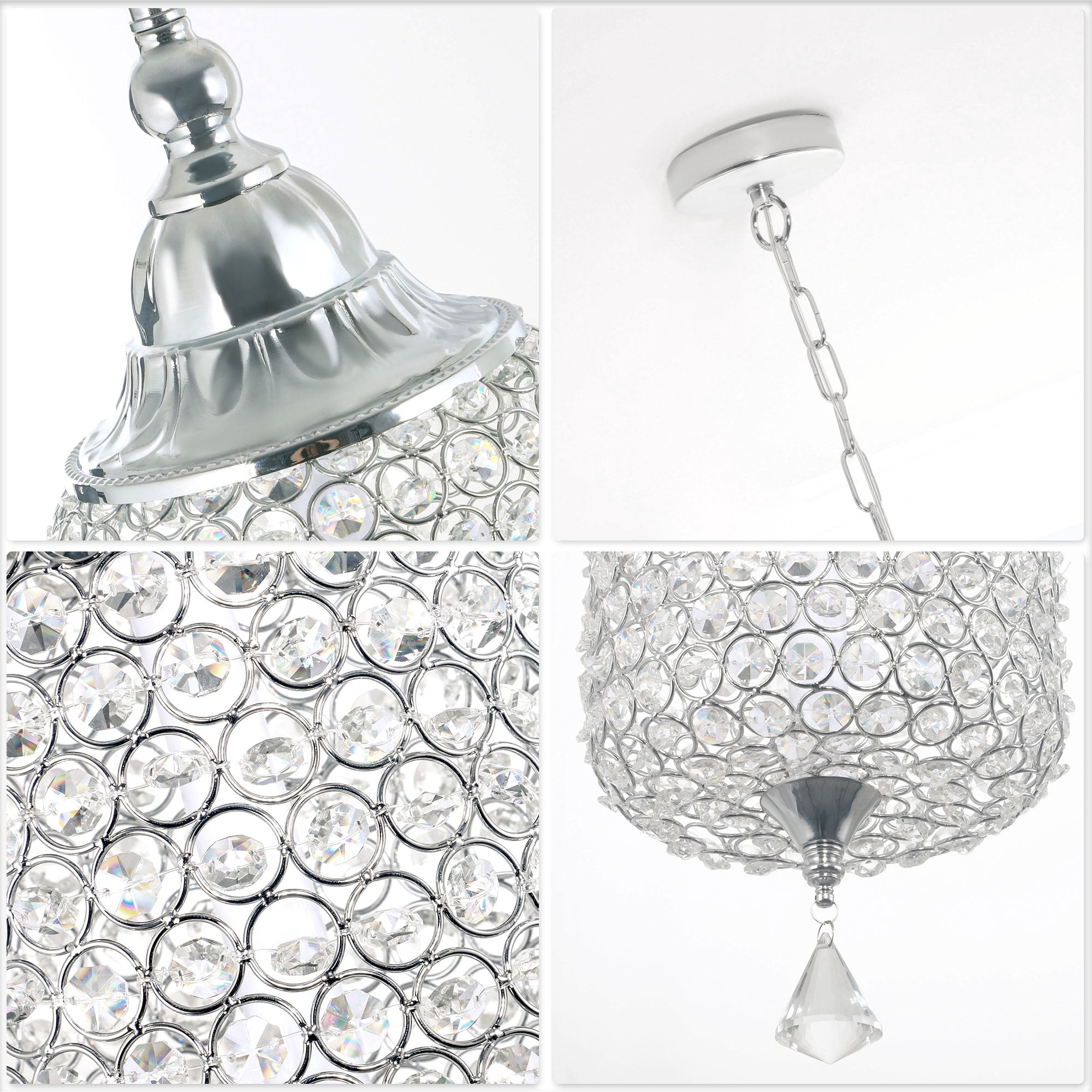 Chords Attic 1-Light Crystal Pendant Lighting Adjustable LED Ceiling Hanging Light Fixtures Fixture for Kitchen Island