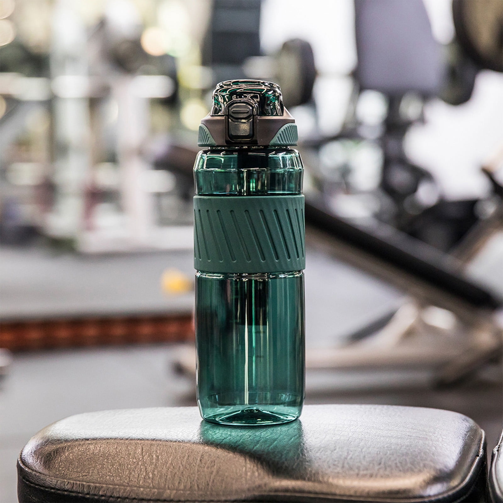 DEARART 24oz Leakproof Water Bottle With Carry Strap - Clear, Easy-Clean Wide Mouth, Anti-Slip Silicone Sleeve, For Gym, Travel, Office