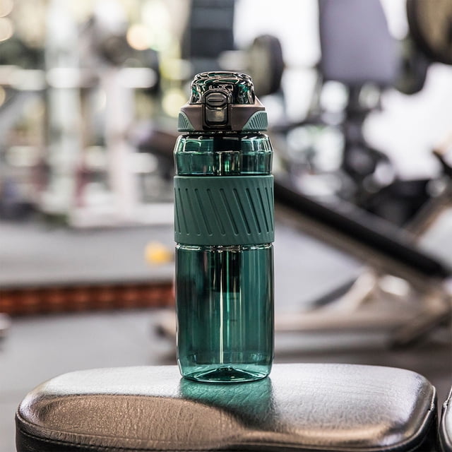 RKSTN Plastic Sports Kettle Summer Outdoor Large Capacity Sports Kettle with Straw High Temperature Proof Two Drinking Form One Click Lid Opening