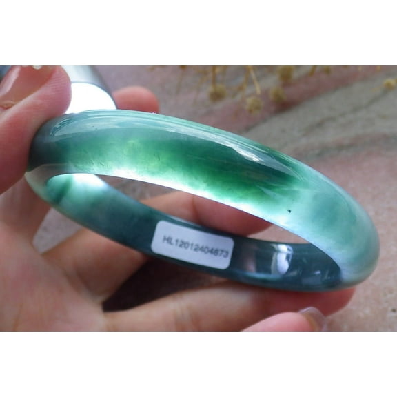 Icy Green Natural A JADE Jadeite Circle Bangle Bracelet 60 mm 682521 TN