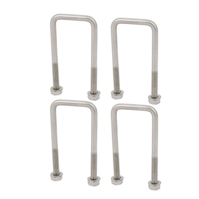 Unique Bargains 4pcs M6 30mm Inner Width 304 Stainless Steel Square U Bolt w Hex Nut Washer