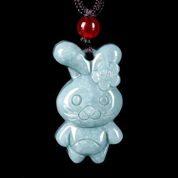 K-KED Blue Myanmar Jade Chinese Zodiac Pendant Necklace Natural Burmese Jadeite-4