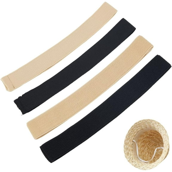 4Pcs Hat Size Reducer Elastic Band Black and Khaki Hat Size Tape Fibre Bands Hat Sizer Insert