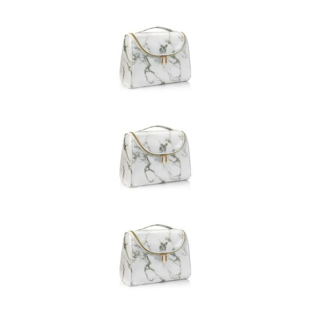 fastboy Large Capacity Cosmetic Storage Bag - Store All Makeup In One Place Choose Multiple Colors Marblingwhite silver 3Set