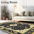 thumbnail image 2 of Ultra Soft Area Rug, Oushak with Dark Navy and Gold Details, Non Slip, Stain Resistant, Washable Area Rugs for Living Room, Bedroom(Black, 4X6), 2 of 8