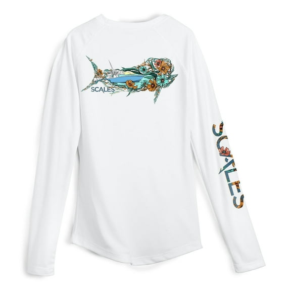 SCALES Women's Dorado Sleeve Performance Shirt White, Large Long Sleeve Shirt