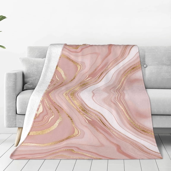 Fleece Throw Blanket Rose Gold Glitter Splatter Print Reversible Plush Fluffy Large Big Blanket for Sofa Couch Bed-40"x30"