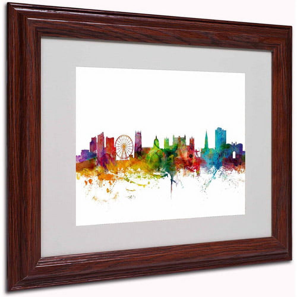 Trademark Fine Art "Nottingham England Skyline II" Canvas Art by Michael Tompsett, Wood Frame