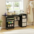 thumbnail image 2 of HOMCOM Folding Sewing Table with Power Outlet, Rolling Craft Table, Black, 2 of 10