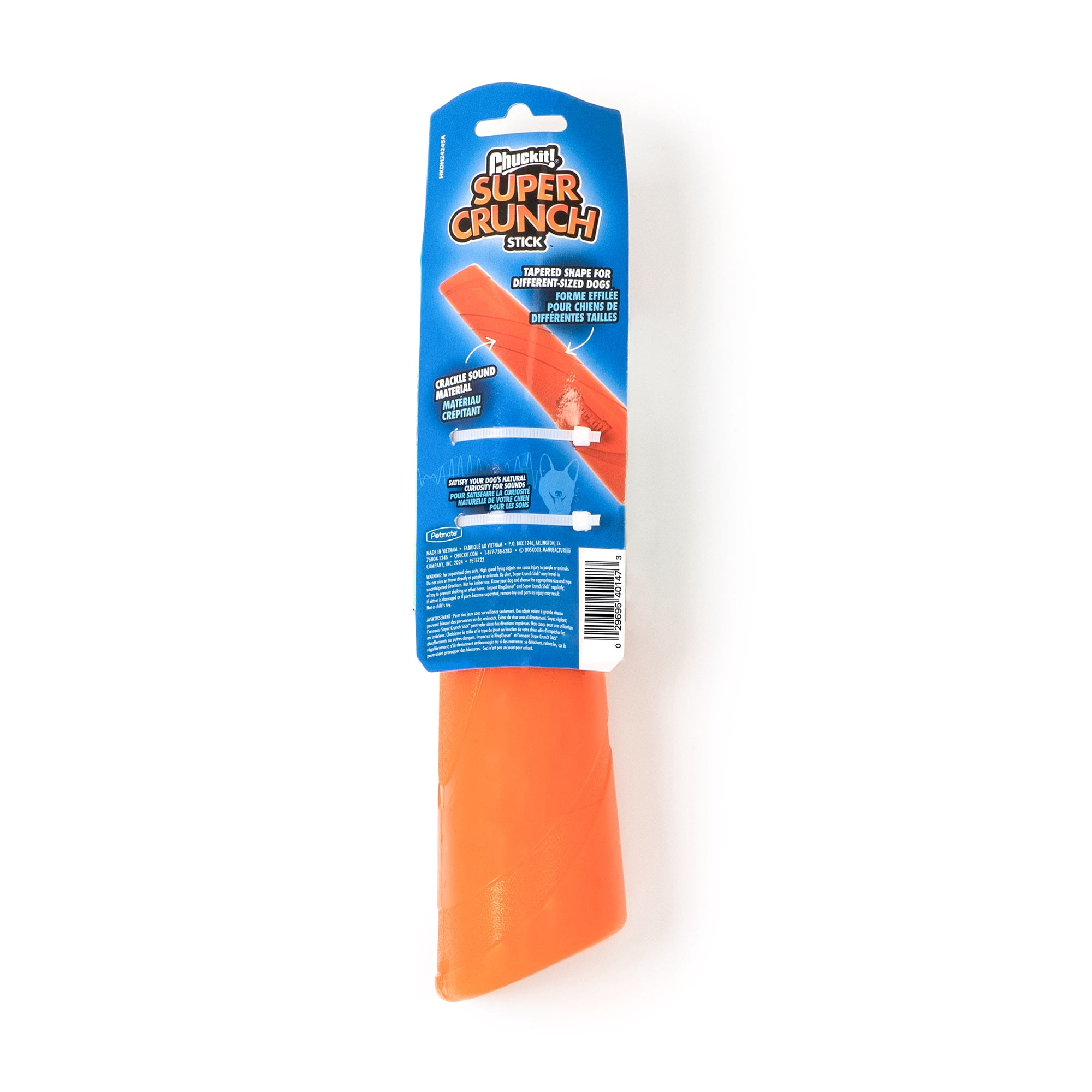 Chuckit! Super Crunch Dog Stick Fetch Toy for Dogs with Crackle Sounds, 9.2" Long for All Size Breeds, Pack of 1