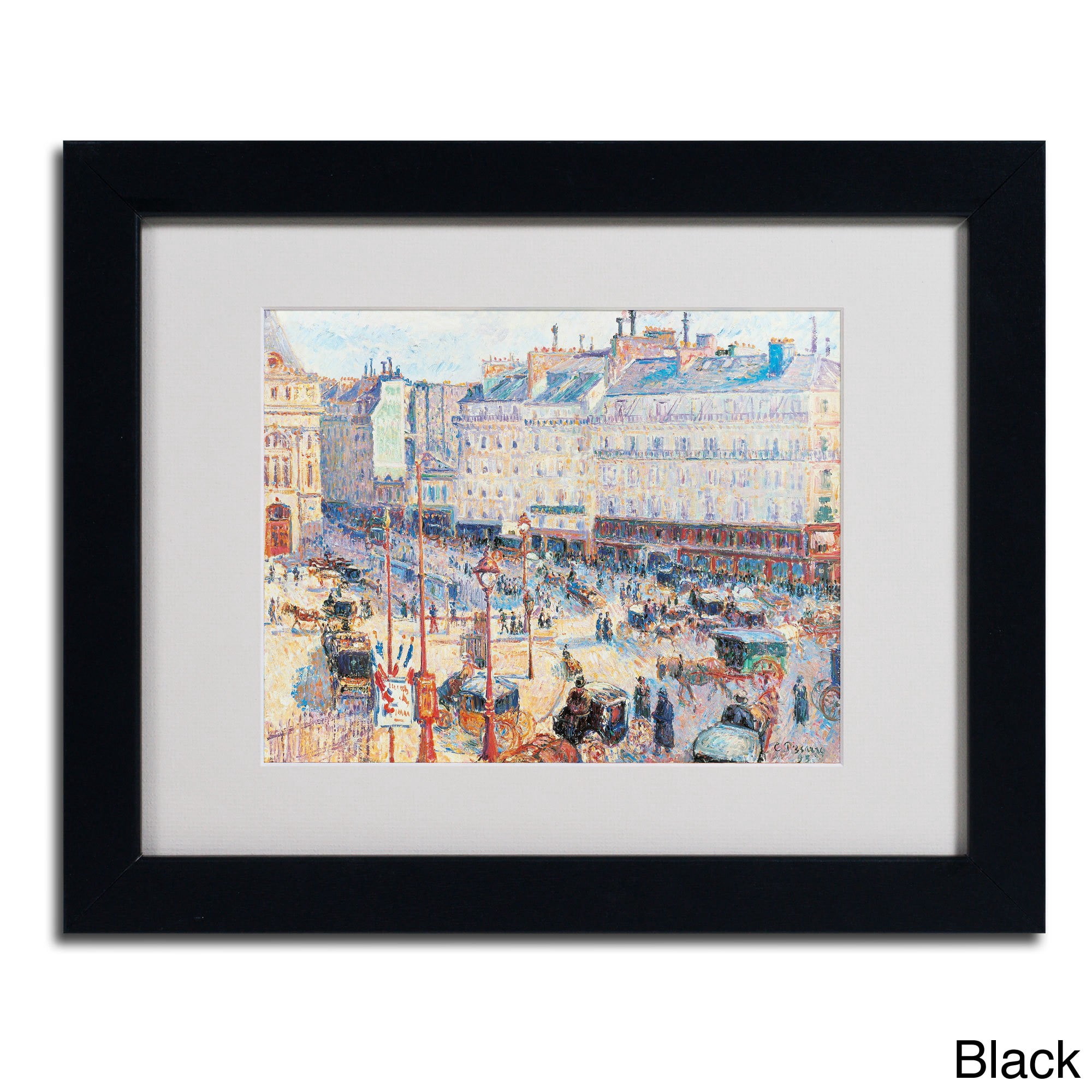 Trademark Fine Art "Place du Havre 1893" Canvas Art by Camille Pissarro, Black Frame