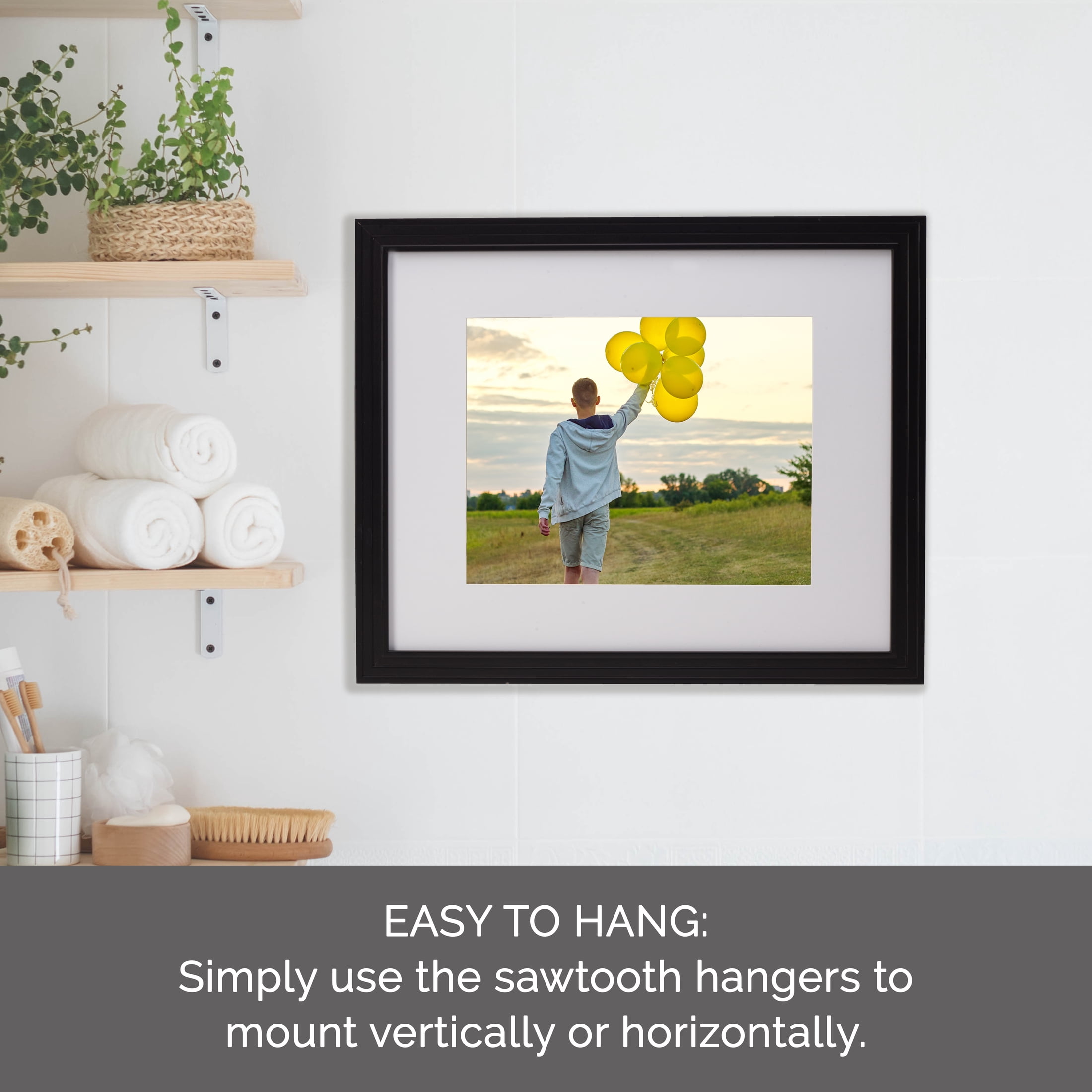 Home Accents 18X22 in Gallery Frame, Displays a 16X20 Photo without Mat and a 11X14 Photo with Mat, Black