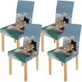 thumbnail image 1 of FMSHPON Cats Ship Icebergs Boat Stretch Chair Cover Protector Seat Slipcover for Dining Room Hotel Wedding Party Set of 4, 1 of 6