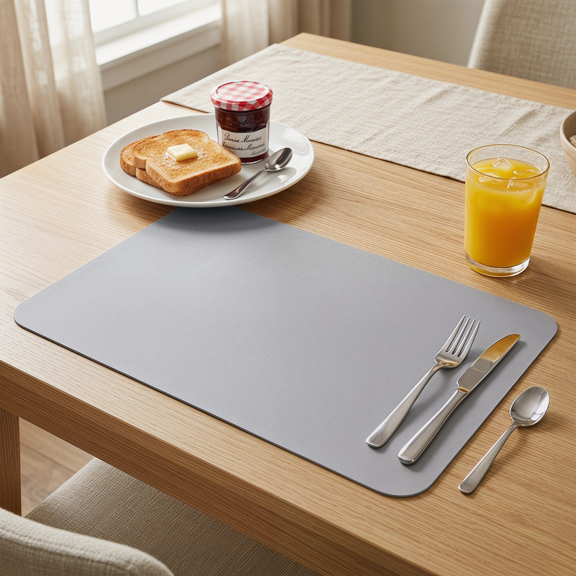 Unique Bargains 6 Pack Faux Leather Placemats for Kitchen Dining Table Decor Light Gray 17"x12"