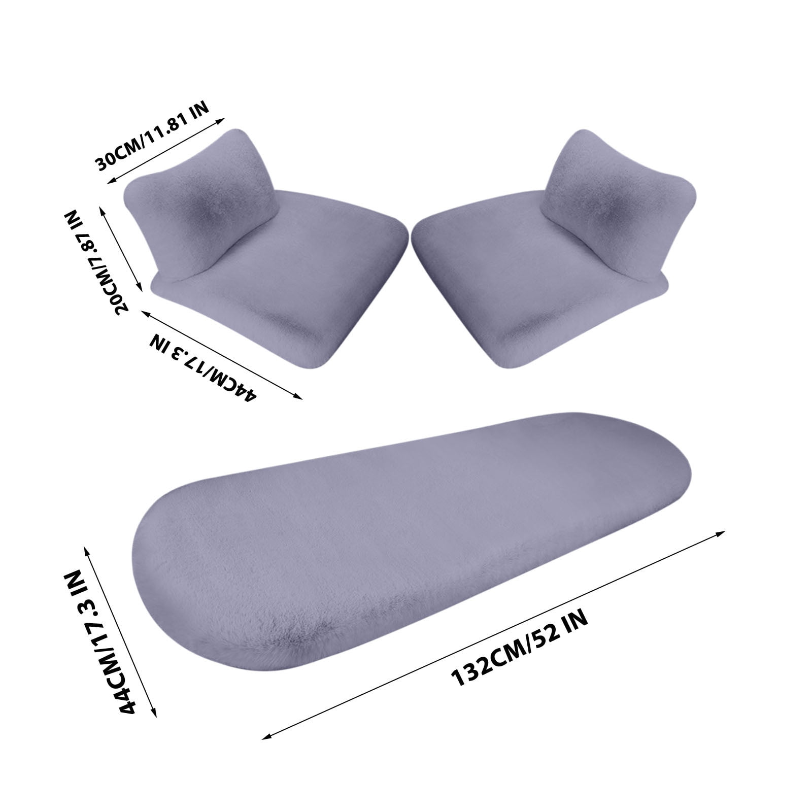 geerera 5Pcs Car Front Rear Seat Cushion with lumbar pillows, Soft Warm Winter Auto Seat Cover, Vehicle Seat Protector Pad With Non-Slip Backing, Car Accessories for Home and Office Chair