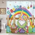 thumbnail image 4 of Easter Shower Curtain, Farmhouse Cute Gnome Holiday Fabric Shower Curtain Set, Colorful Eggs Rainbow Shower Curtain Spring Bathroom Accessories with 12PCS Hooks, 70X70IN, 4 of 4