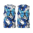 thumbnail image 2 of Gaeub Blue and White Butterflies Men's Mesh Basketball Jersey, Quick-Drying Sleeveless Top S-4XL, Loose Muscle Tank Top -X-Large, 2 of 9