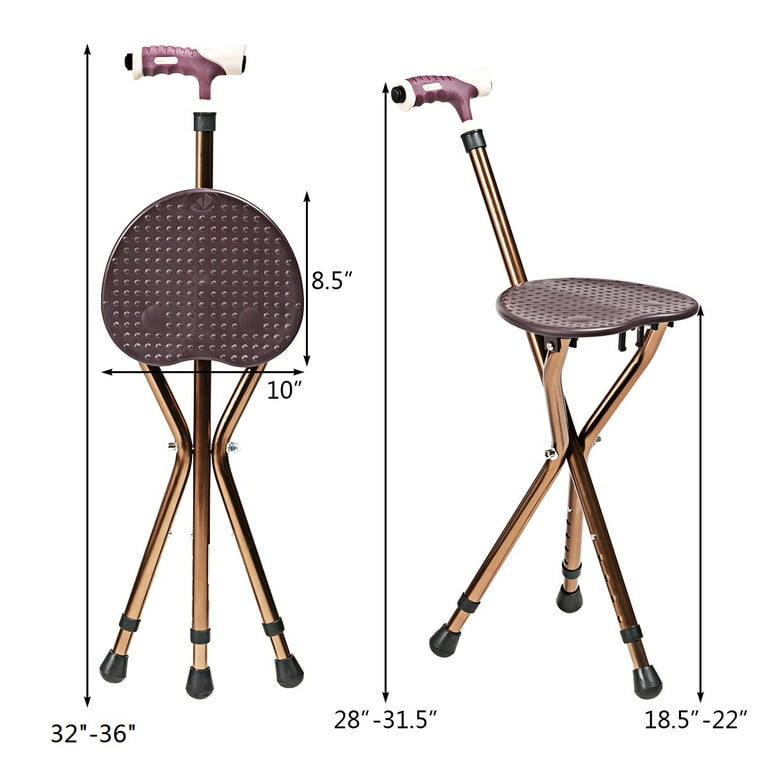 Goplus Outdoor Occasion Adjustable Large Folding Cane Seat