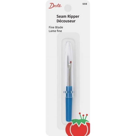 Dritz Small Seam Ripper, Fine Blade, 1 Count, DRITZ-Seam Ripper. For cutting and removing unwanted stitches, use it to open seams, slash button holes and pick out thread. Has a long-lasting fine blade and safety ball to protect fabric. Includes a protective cap. Measures only 3-1/2in.