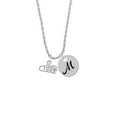 thumbnail image 2 of Delight Jewelry Silvertone Gotta Cheer Silvertone Script Initial Disc - M - Charm Necklace, 20"+3", 2 of 4
