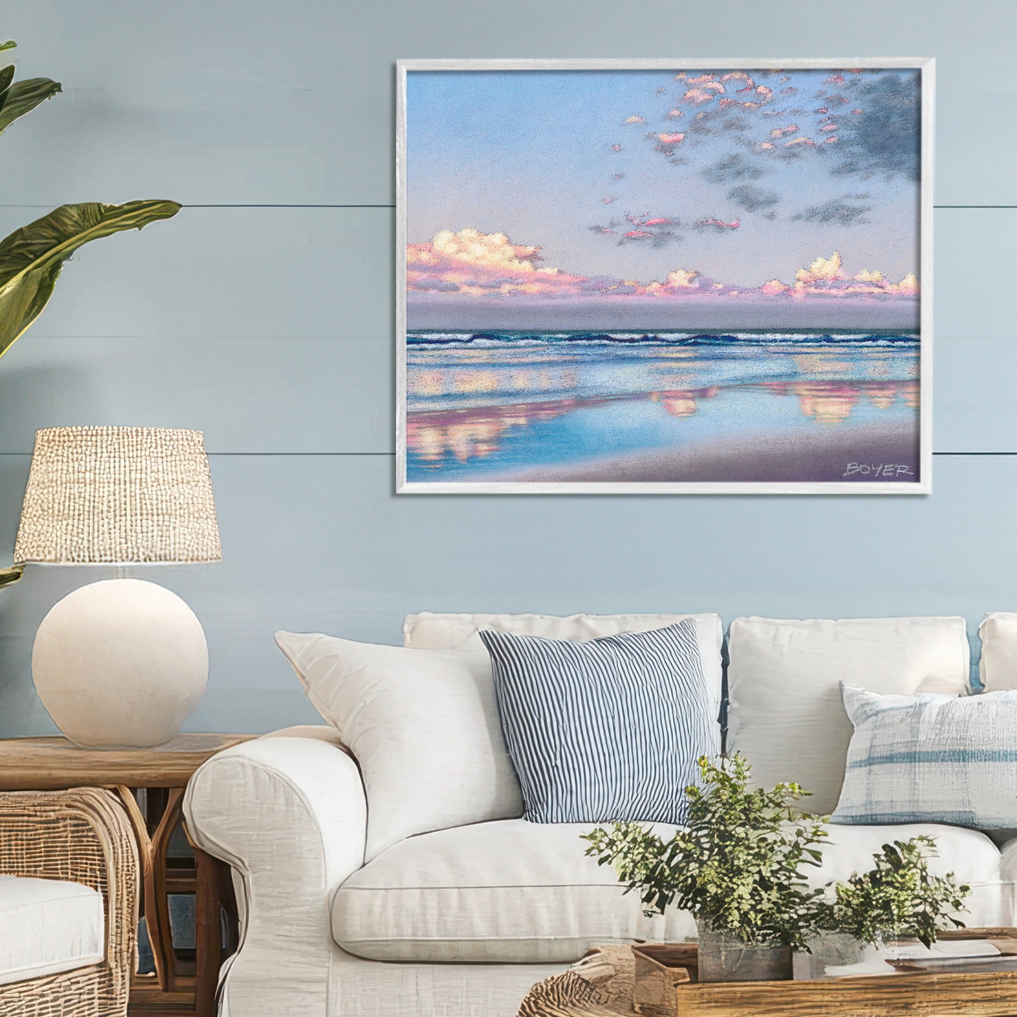 Stupell Industries Nature's Poetry Seascape White Framed Giclee Art, design by Susy Boyer