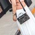 thumbnail image 4 of Bolso cruzado con forma de radio vintage único Bolso de hombro con cierre de clip para mujer (negro), 4 of 4