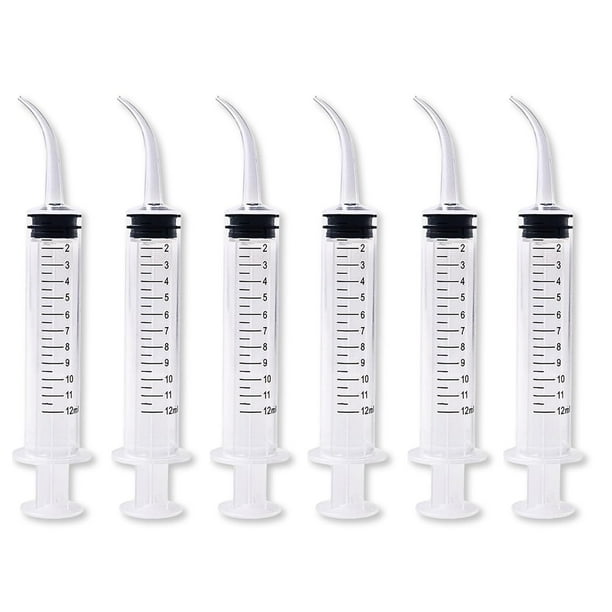 Jeringa de lavado de codo de 12 cc, jeringas orales, jeringas dentales, jeringas para líquidos, jeringas para muelas del juicio, jeringas de plástico para líquidos y cálculos amigdalinos, paquete de 6