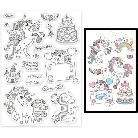 Fantasy Horse Silicone Clear Stamps Transparent Stamp for DIY Birthday Valentine's Day Cards Making DIY Scrapbooking Photo Album Decoration Paper Craft