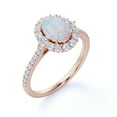 thumbnail image 4 of JeenMata 1.50 ct Vintage Halo Oval Blue Opal and Moissanite Solitaire Promise Ring, 4 of 7