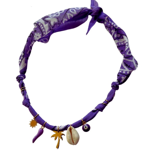 Giaone Bohemian Silk Scarf Necklace Ethnic Neck Jewelry Accessory For Beach Vacation