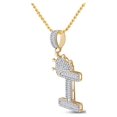 thumbnail image 2 of 10kt Yellow Gold Mens Baguette Diamond Crown I Letter Charm Pendant 5/8 Cttw, 2 of 2