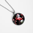 thumbnail image 4 of Flamingo Glass Circular Pendant Necklace - Women's Jewelry, 4 of 5