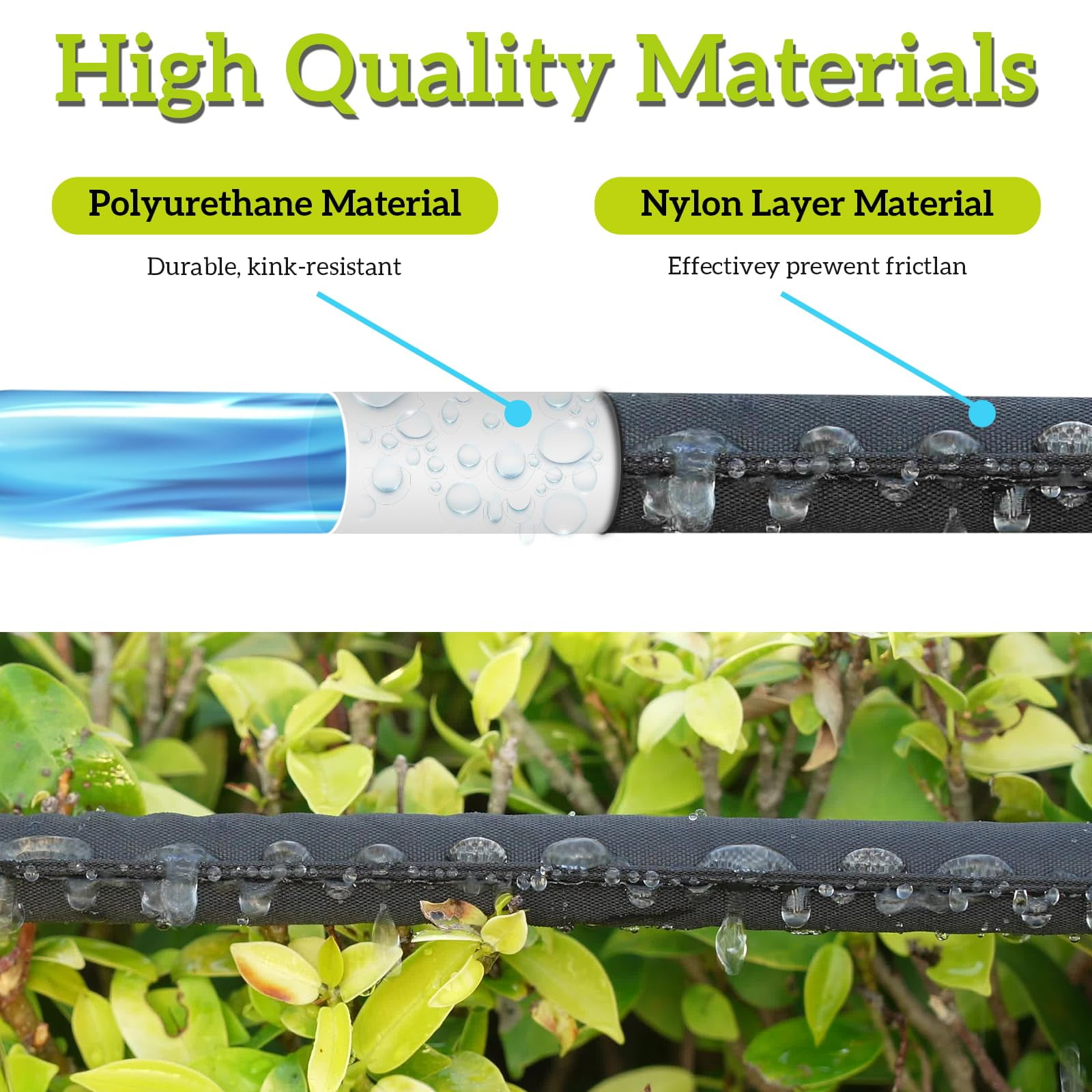 Soaker Hose 50 ft x 1/2 inch Save Water Heavy Duty Sprinkler Drip Hose for Garden Flower Bed Seedling