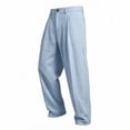 thumbnail image 2 of Guluxicc Men's Cotton Dress Pants with Pockets Button Front Loose Long Straight Leg Trousers for Summer Golf Wear Business Casual Outfits, 2 of 5