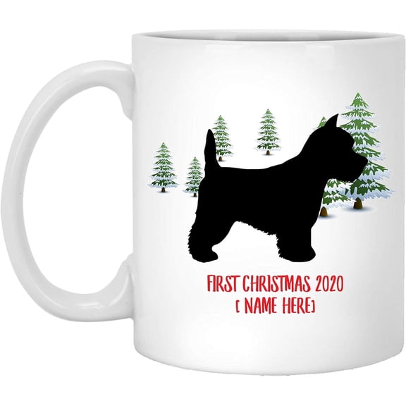 Personalized Name Custom Year Westie Silhouette Dog First Christmas 2025 Gifts New Years 2026 Decorations Winter Coffee Mug Ceramic White 11 oz